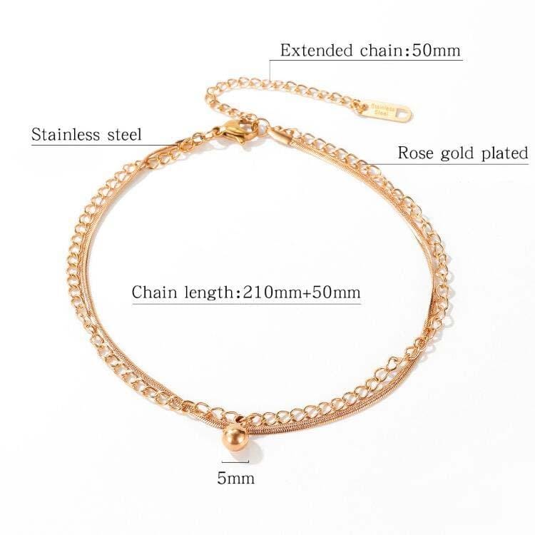 OPK 101 Ladies Titanium Steel Anklet Simple Round Bead Pendant Wild Jewelry
