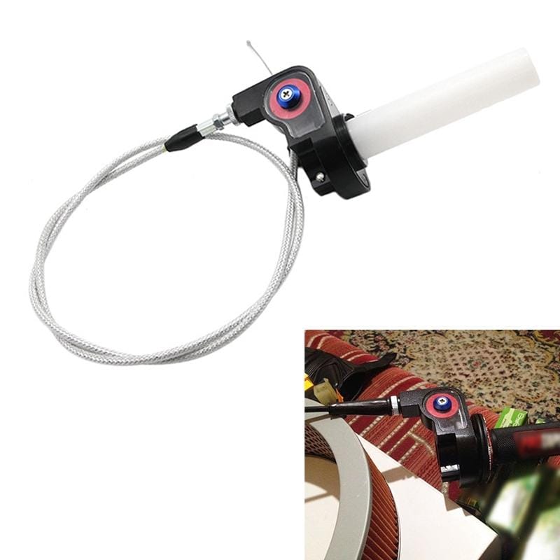 Off-road Motorcycle Modified 22mm Handle Throttle Clamp Hand Grip Big Torque Oil Visual Throttle Accelerator for with Cable (Red with Silver Throttle Cable)