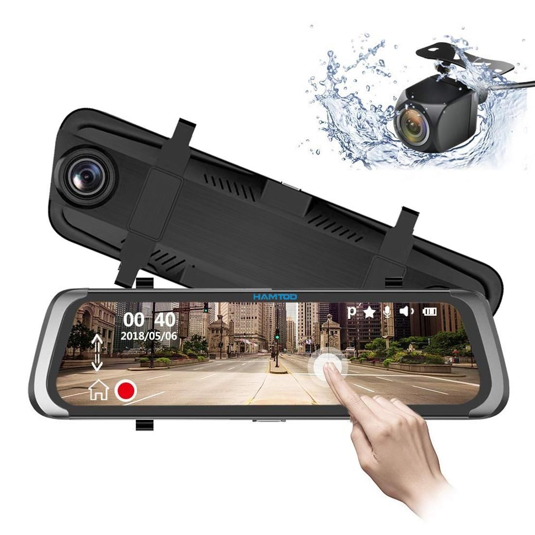 HAMTOD HG91 9.88 inch 170 Degrees Wide Angle HD Dual Mirror Dash Video Car DVR