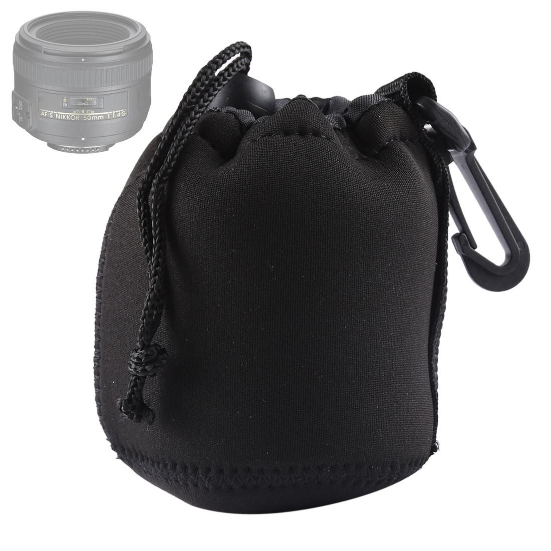 Neoprene SLR Camera Lens Carrying Bag Pouch Bag with Carabiner, Size: 8x10cm (Black)