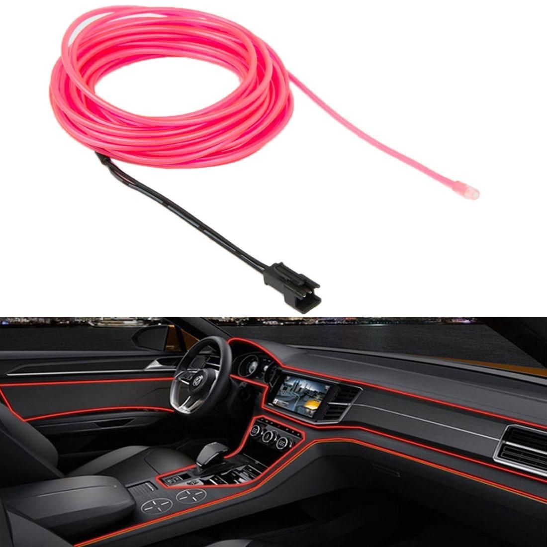 Waterproof Round Flexible Car Strip Light with Driver for Car Decoration, Length: 5m (Pink)