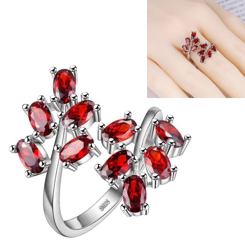 Women Adjustable Tree Leaf Rings Jewelry Ring Gifts (red)