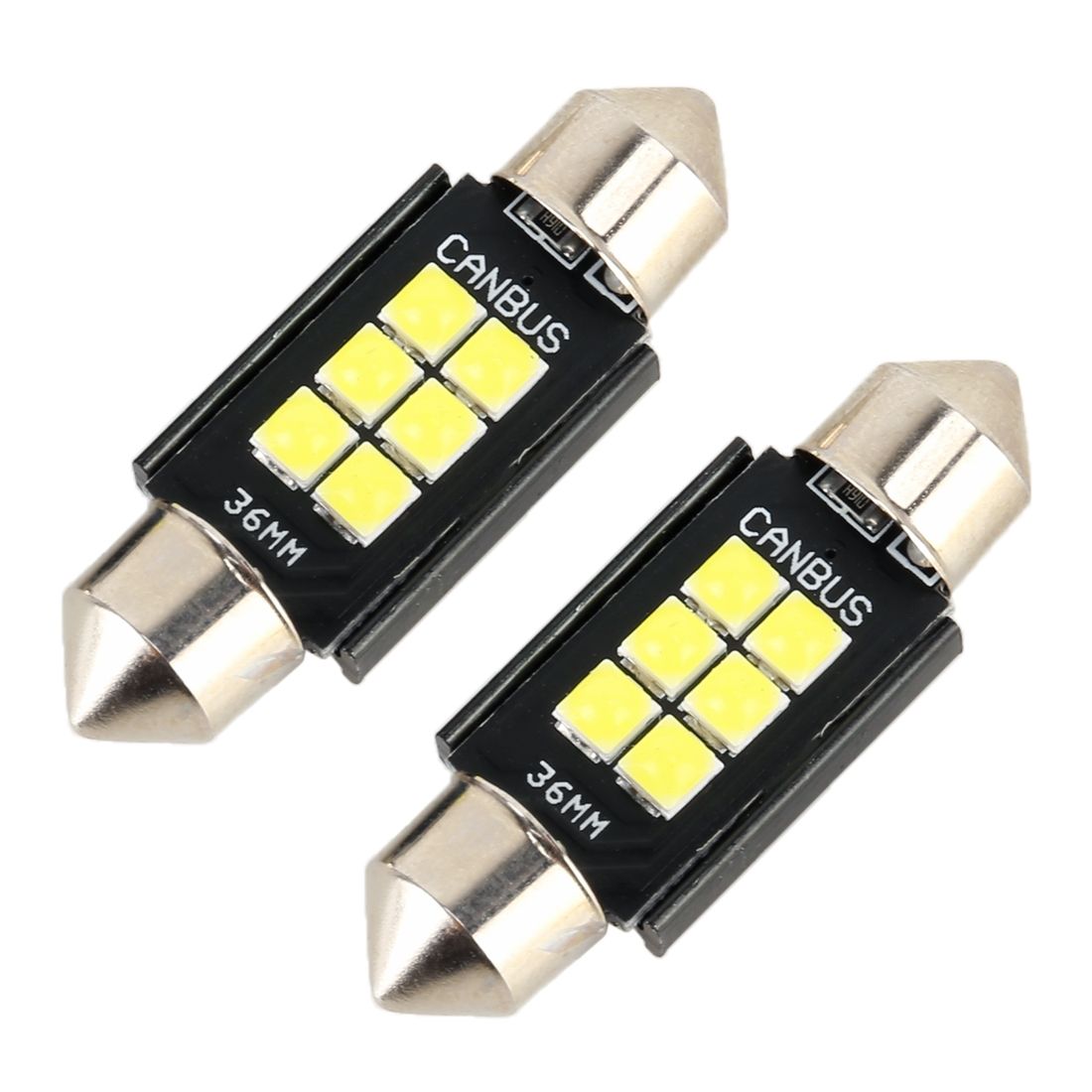 2 PCS 36mm DC12V / 2.5W / 6000K / 170LM 6LEDs SMD-3030 Car Reading Lamp Dome Light