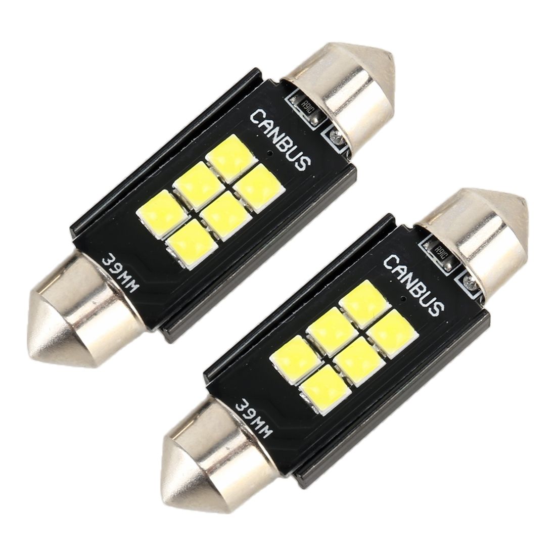 2 PCS 39mm DC12V / 2.5W / 6000K / 170LM 6LEDs SMD-3030 Car Reading Lamp Dome Light