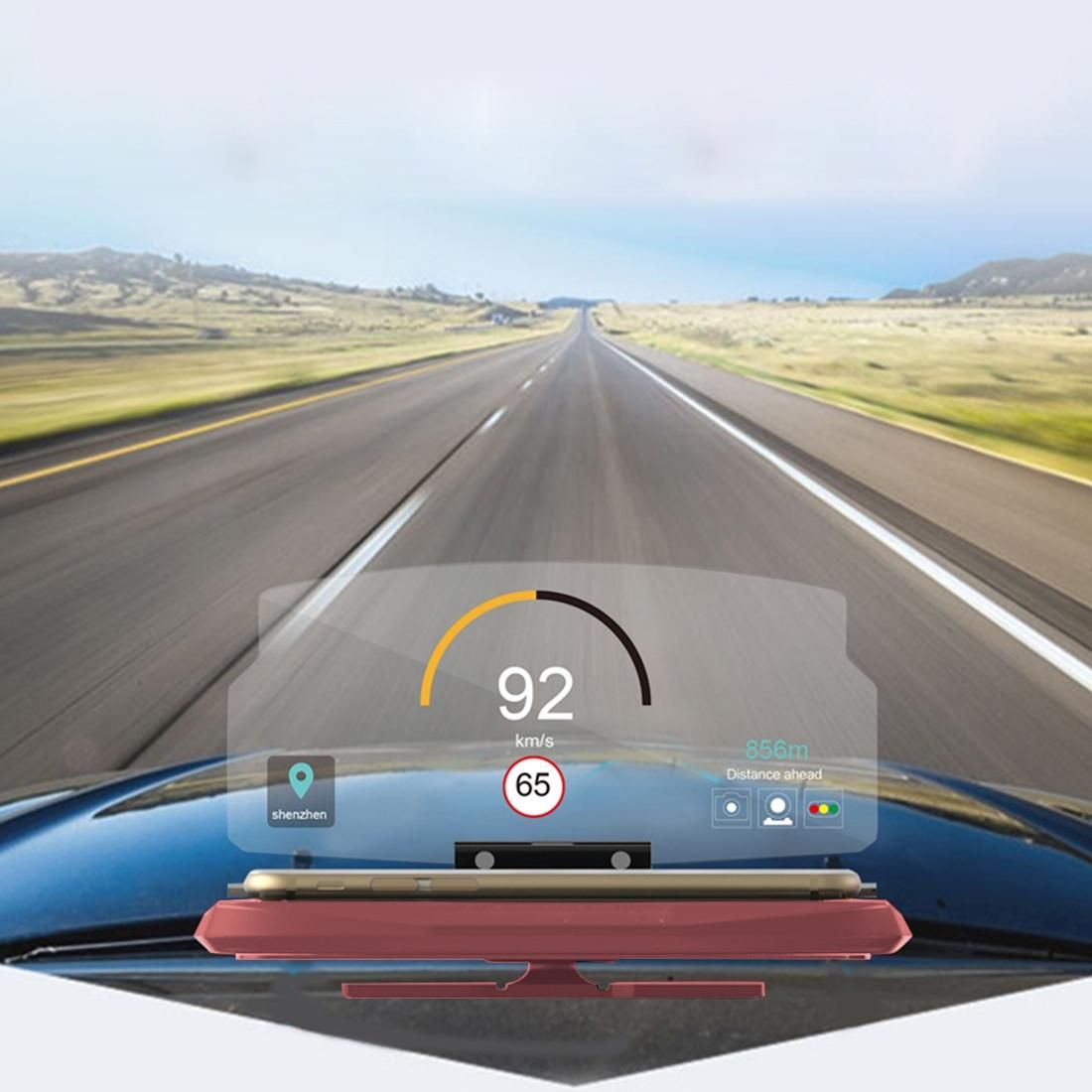 Universal Mobile GPS Navigation Bracket HUD Head Up Display Car Mobile Phone Mount Stand , For iPhone, Samsung, LG, Nokia, HTC, Xiaomi, Sony, Huawei, and other Smartphones (Pink)