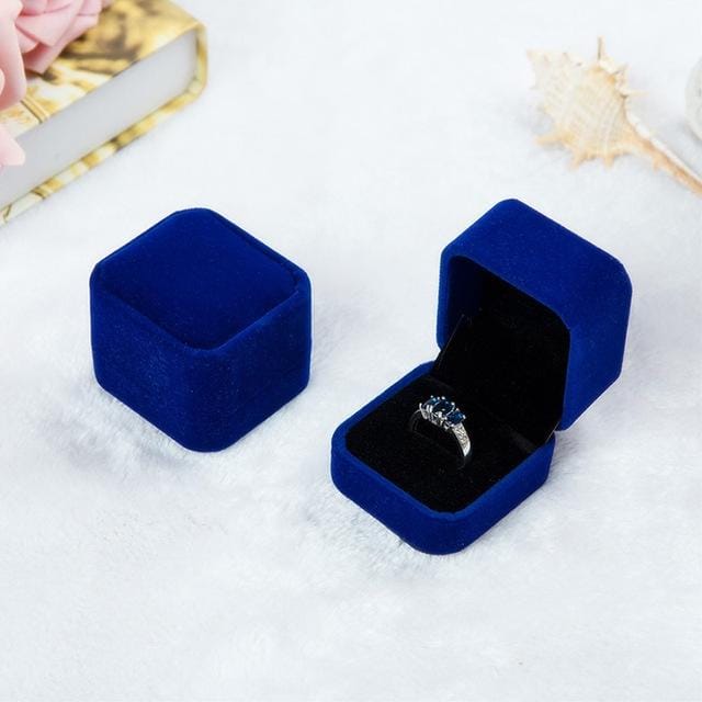 3 PCS Wedding Jewelry Accessories Squre Velvet Jewelry Box Jewelry Display Case Gift Boxes Ring Earrings Box (Blue)