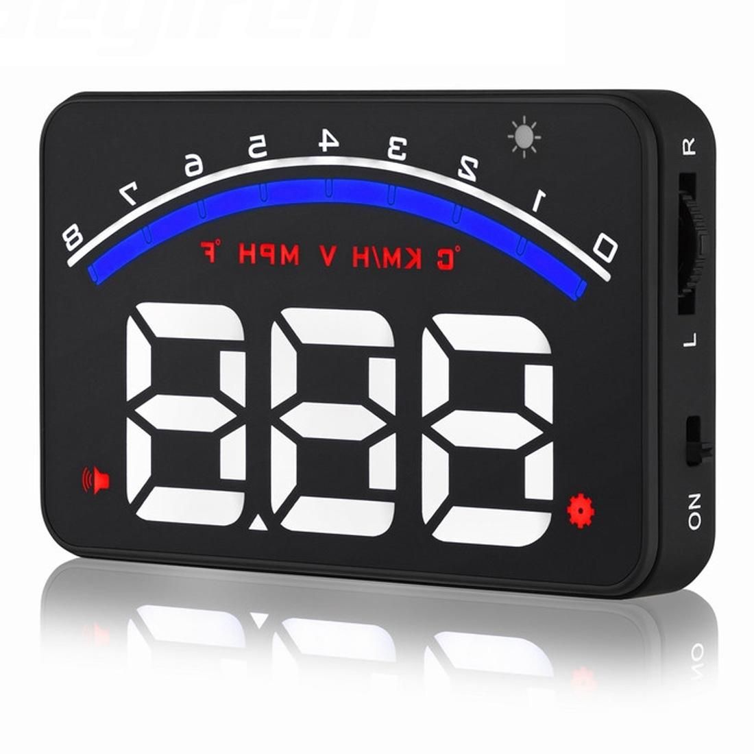 Geyiren M6 HUD 3.0 inch Car Head Up Display with OBDII & EUOBD System,  Speed & Over Speed Alarm, RPM, Water Temperature & High Water Temperature Alarm, Voltage & Low Voltage Alarm, Freely Switch Between kilometers and Miles (Black)