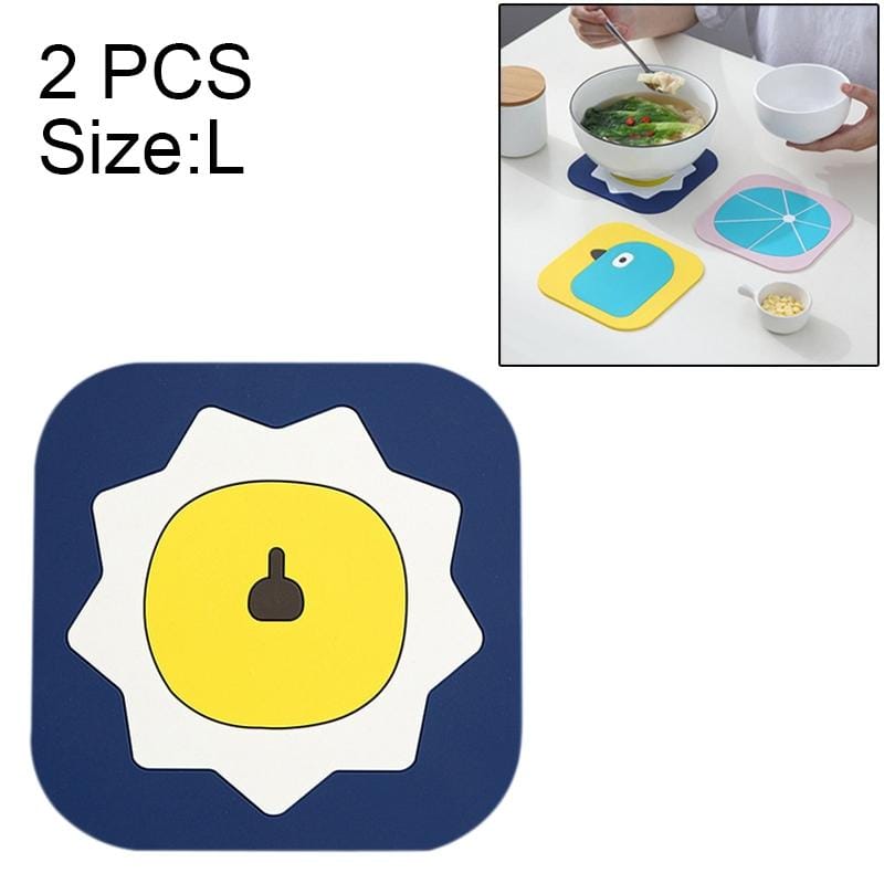 2 PCS Creative Cartoon Insulation Pad Home Dining Mat Coaster Silicone Anti-scalding Bowl Mat, Size:L (Lion)