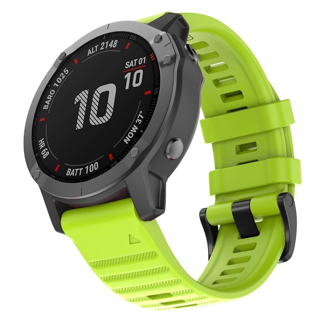 For Garmin Fenix 6 22mm Silicone Smart Watch Replacement Strap Wristband (Green)