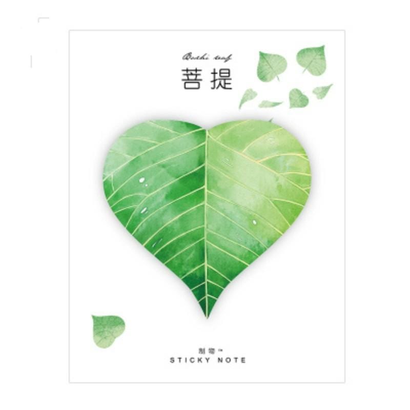2 Sets Natural Plant Leaf Sticky Note Memo Pad Office Planner Sticker Paper (Bodhi)