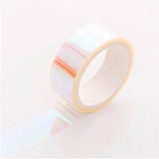 3 PCS Creative Laser Washi Tape Rainbow Color Scrapbooking Masking Tape DIY Sticker Party Decorations School Office Stationery (Rose Red)