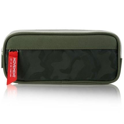 Camouflage Pencilcase Nylon Canvas Double Zipper Pen Bag (Olive green)