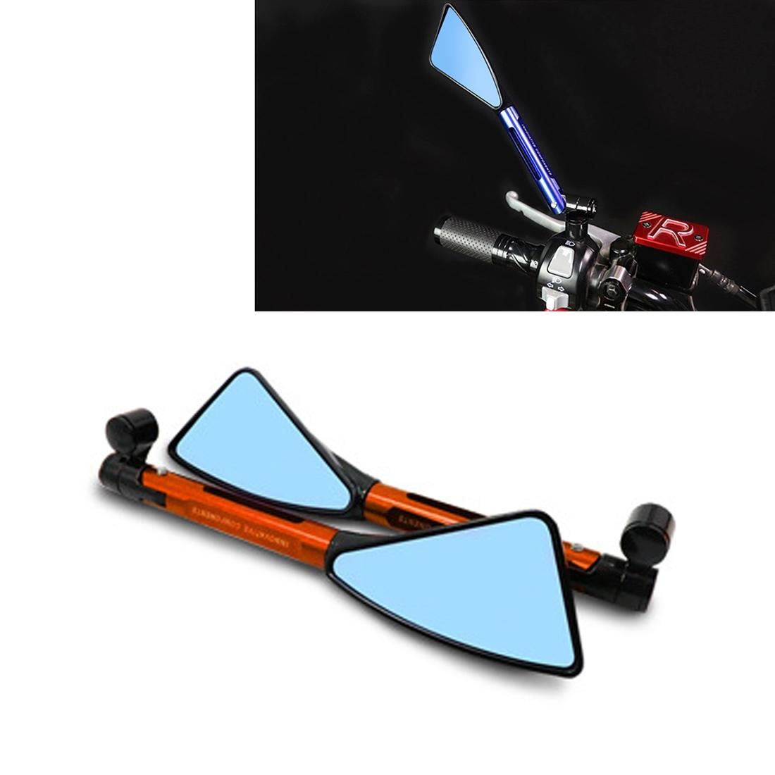 2 PCS Motorcycle Parts CNC Technology Aluminum Alloy Rearview Mirror Side Mirror (Orange)