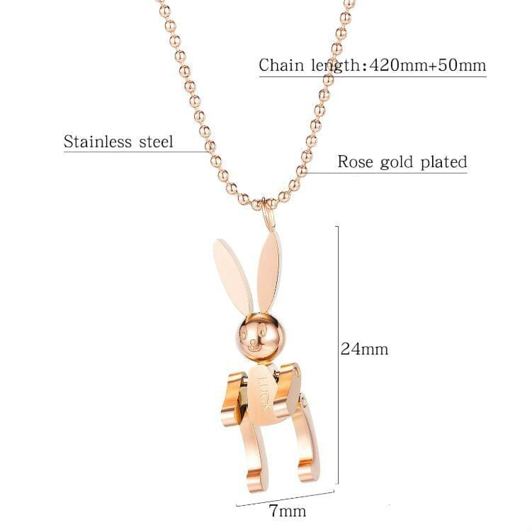 OPK 1680 Wild Titanium Steel Rabbit Necklace Female Square Pendant Personality Clavicle Chain