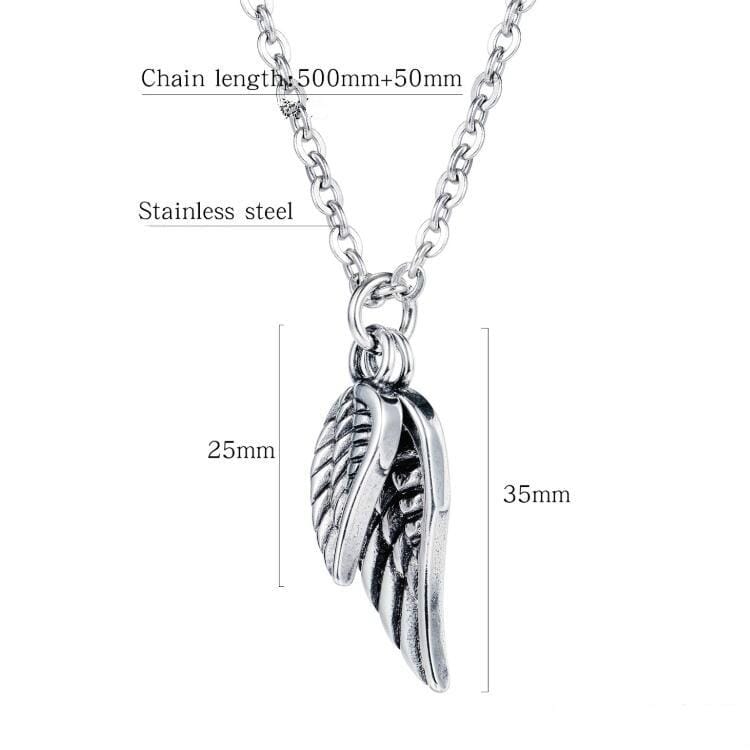 OPK 1691 Personality Men Feather Necklace Titanium Steel Angel Wing Pendant Necklace (Pendant + Chain)