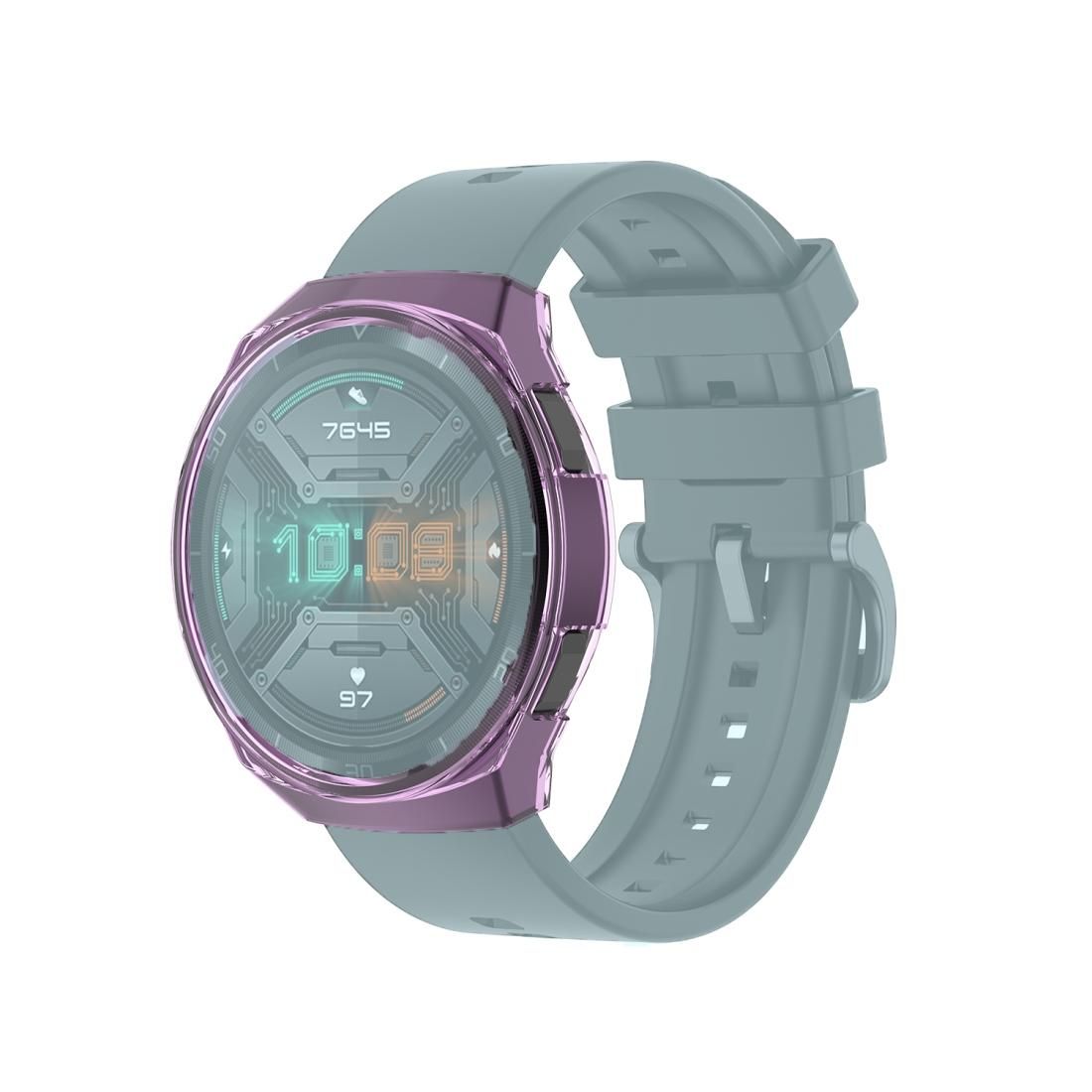 For Huawei Watch GT 2e Transparent TPU Silicone Watch Case (Transparent Purple)
