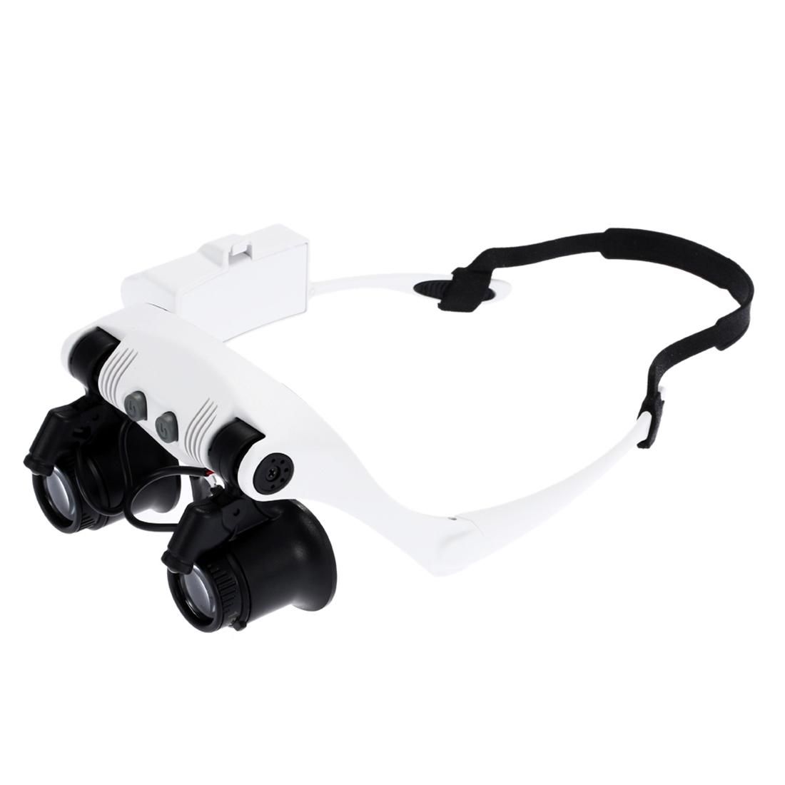 10X 15X 20X 25X Wearing Glasses Eyes Illuminated Magnifier Magnifying Watch Repairing Loupe With LED Light