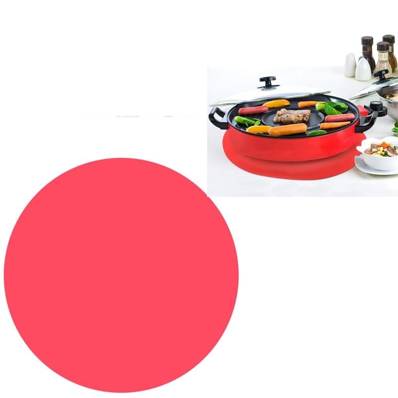 3 PCS 12 Inch Food Grade Silicone Microwave Oven Mat Round Silicone Placemat Non-Slip Insulation Mat (Red)