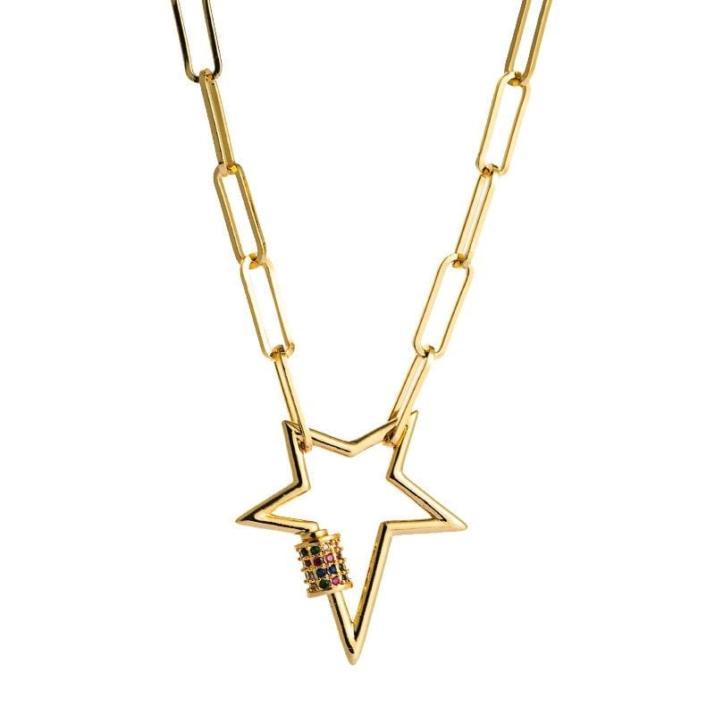 Women Fashion Star Pendant Copper Zircon Necklace (Color Zirconium)