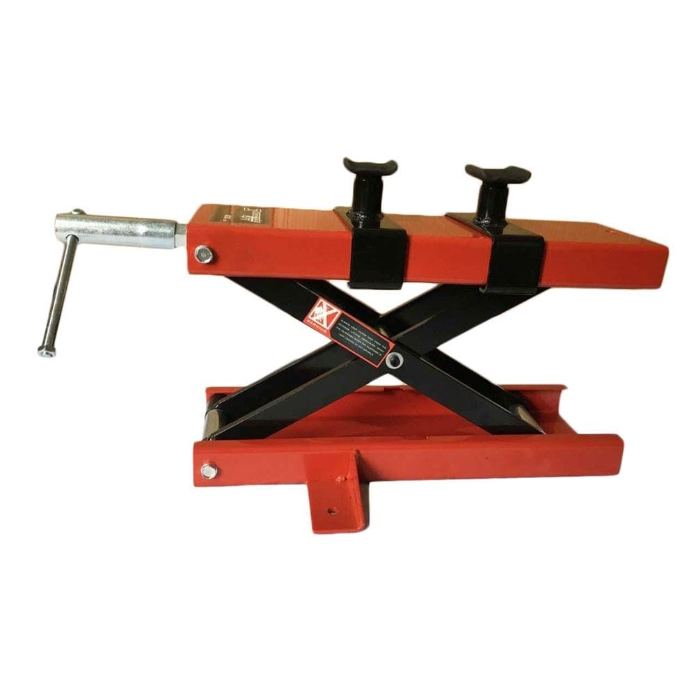 Steel Scissor Lifting Adjustable Platform for Motorcycle, with Fixation Clamp, Load-bearing: 1100lbs (Red)