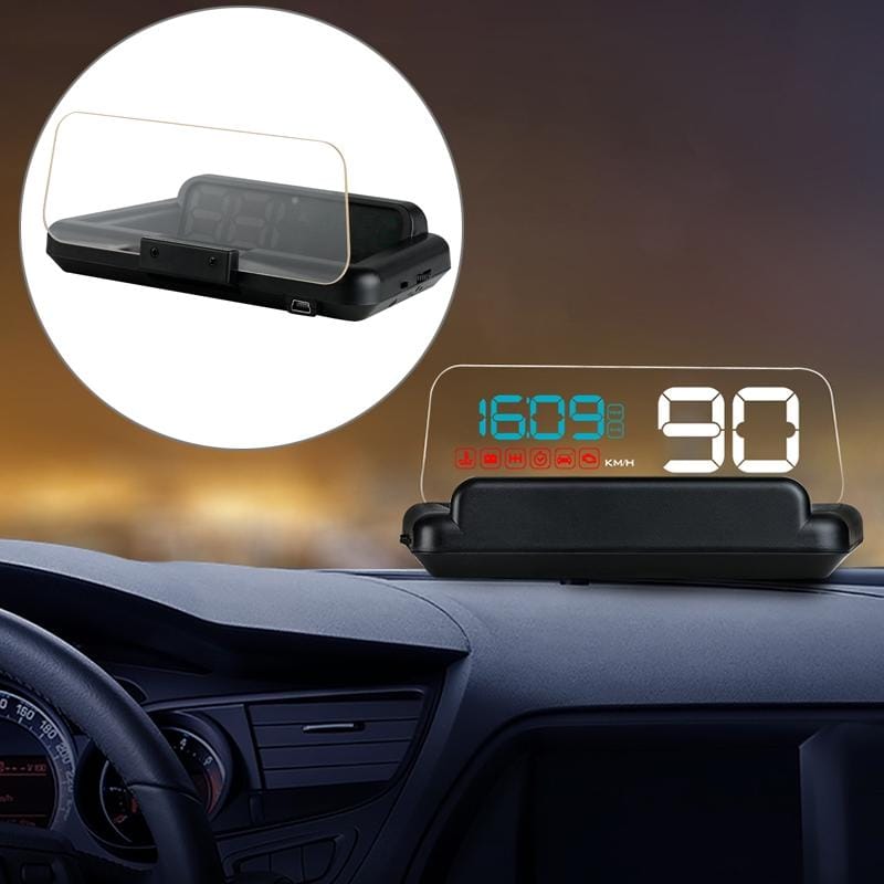 C500 Car HUD Virtual HD Projection Head-up Display, With Adjustable Reflection Board, Speed & RPM & Water Temperature & Oil Consumption & Driving Distance / Time & Voltage Display, Over Speed Alarm, Connect OBD2 Interface (Blue)