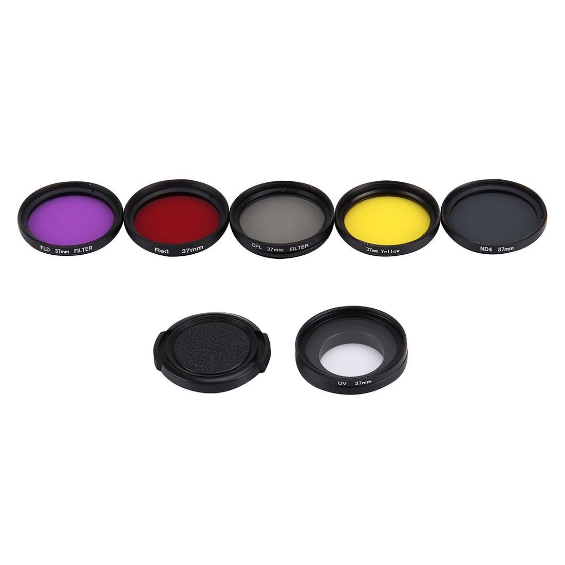 JUNESTAR 7 in 1 Proffesional 37mm Lens Filter & Lens Protective Cap for GoPro HERO4 / 3+ / 3 Sport Action Camera