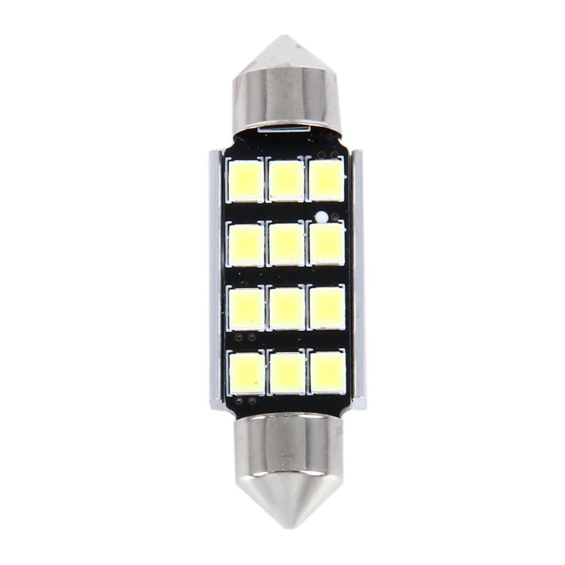 2 PCS 3.5W 250 LM 6000K 39MM 12 SMD-2835 LEDs Bicuspid Port Decoding Car Dome Lamp LED Reading Light, DC 12V (White Light)