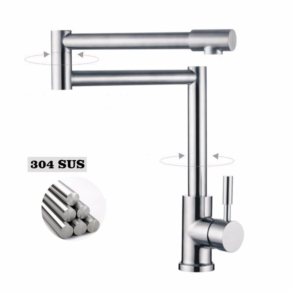 304 Stainless Steel Kitchen Faucet Folding Rotary Drawing Vegetable Faucet