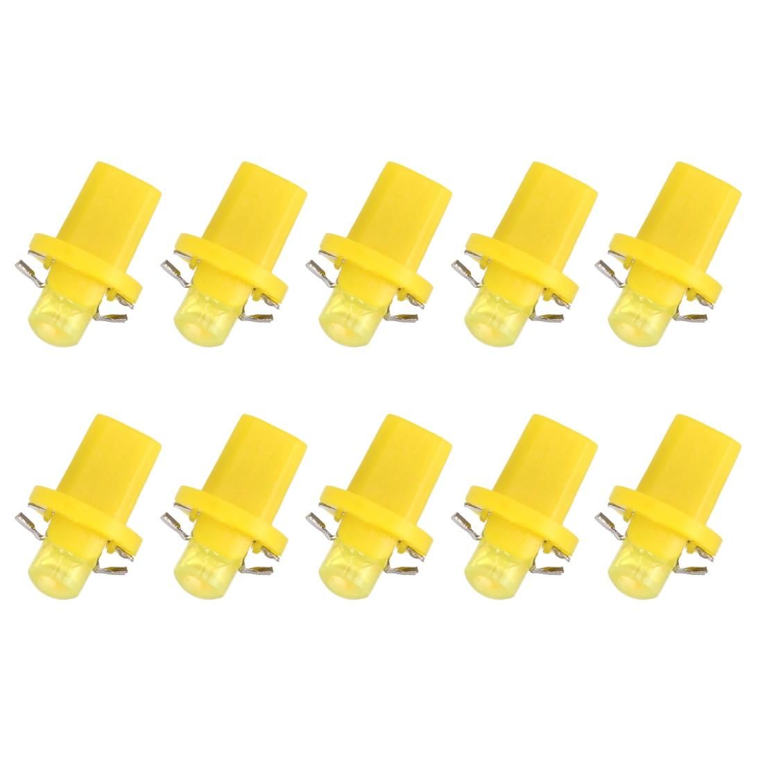 10 PCS 0.4W B8.5 Wedge Instrument Panel COB LED Light Dashboard Gauge Cluster Indicator Lamp Bulb (Amber)