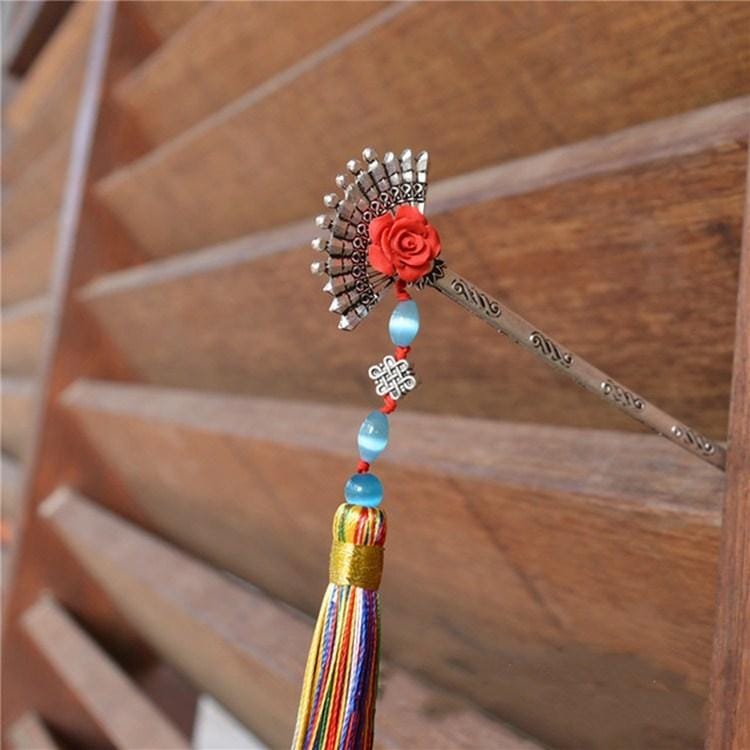 Creative Classical Metal Tassel Fan Bookmark
