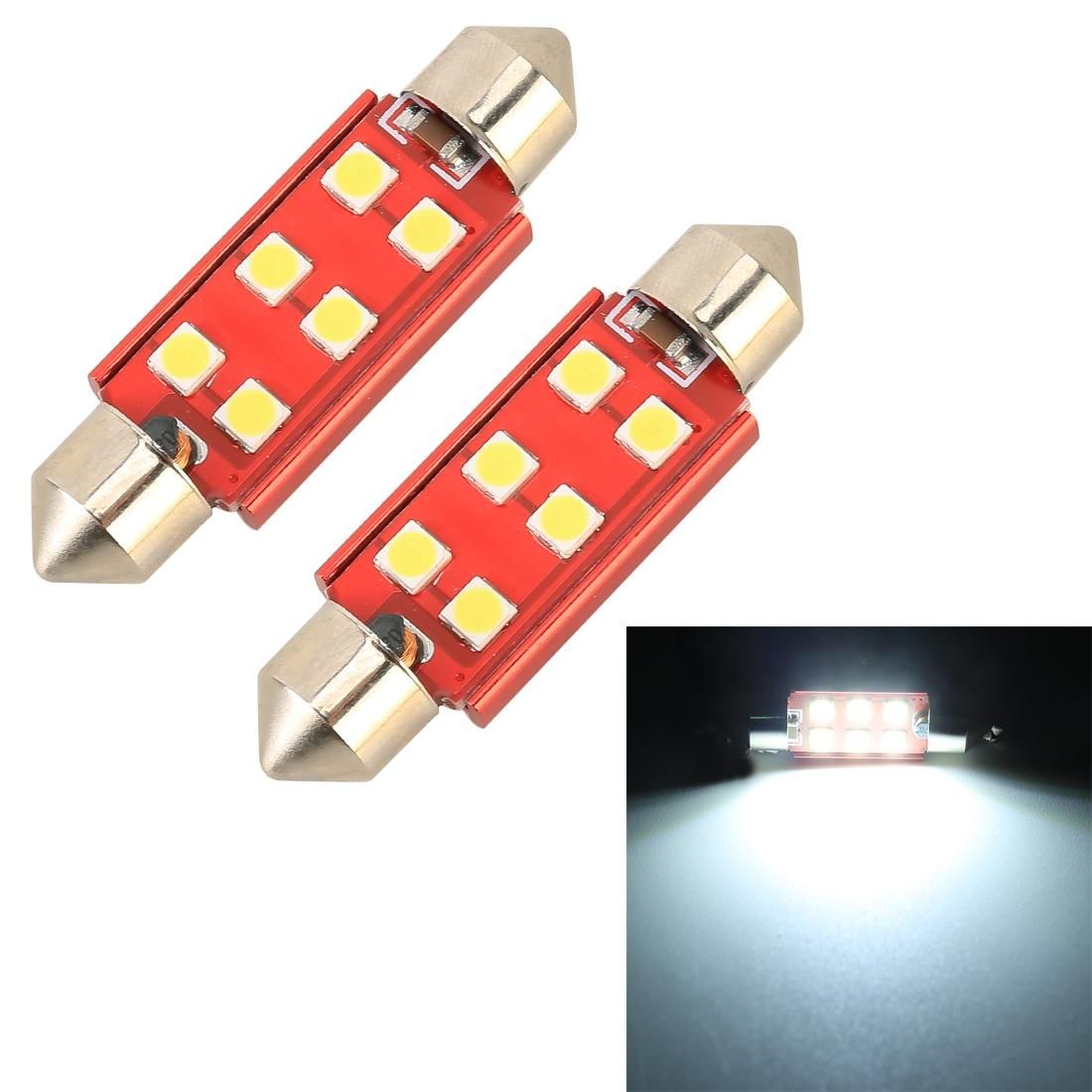 2 PCS 41mm DC12V / 2.2W / 6000K / 130LM 6LEDs SMD-3030 Car Reading Lamp (White Light)