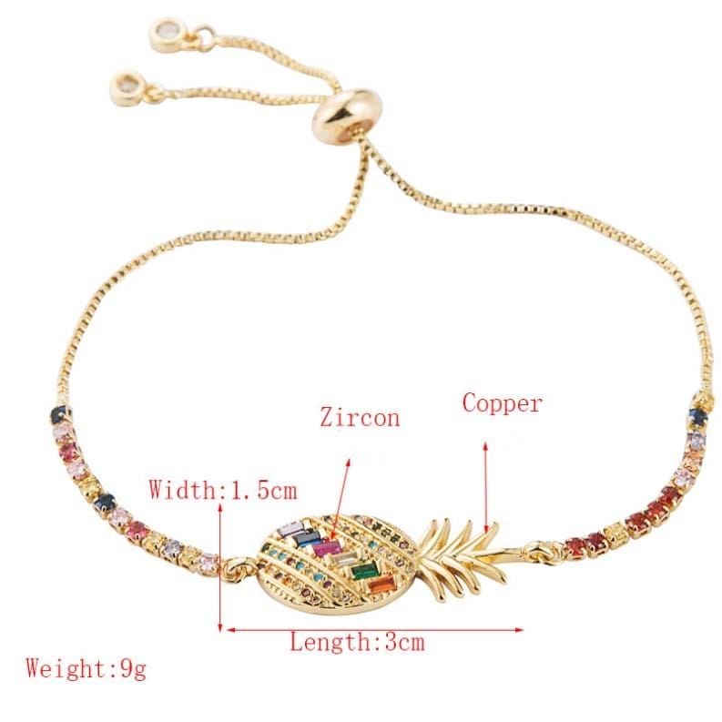 All Copper Pull Adjustable Small Fresh Pineapple Female Bracelet