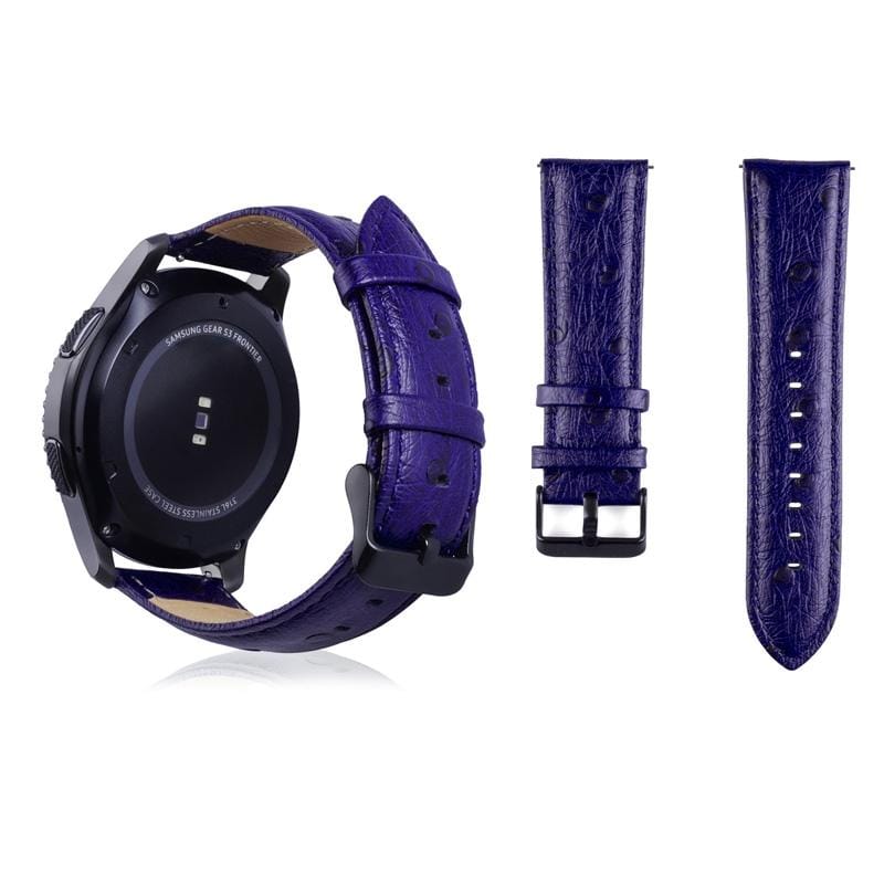 Ostrich Skin Texture Genuine Leather Wrist Watch Band for Samsung Gear S3 22mm (Blue)