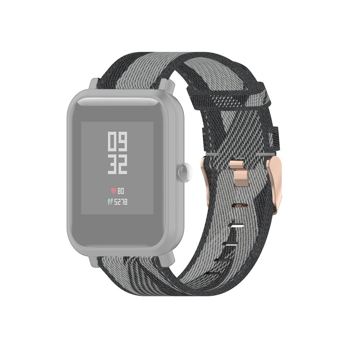 For Amazfit Bip Lite Version 1S / Bip S 20mm Nylon Denim Canvas Replacement Strap Watchband (Gray Stripe)