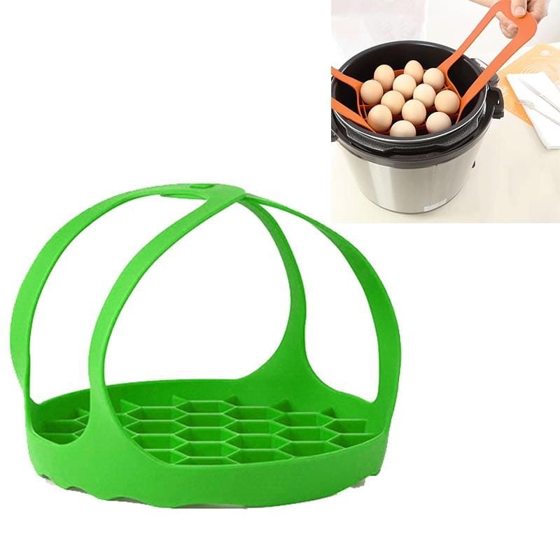 2 PCS Silicone Steamer Egg Cooker Silicone Steamer Basket, Size:8 Inches (Green)