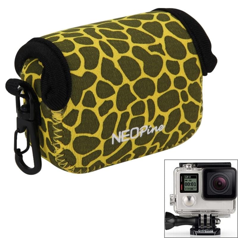 NEOPine GN-6 Leopard Texture Waterproof Housing Neoprene Inner Protective Bag Camera Pouch for GoPro Hero4 /3+ /3 (Yellow)