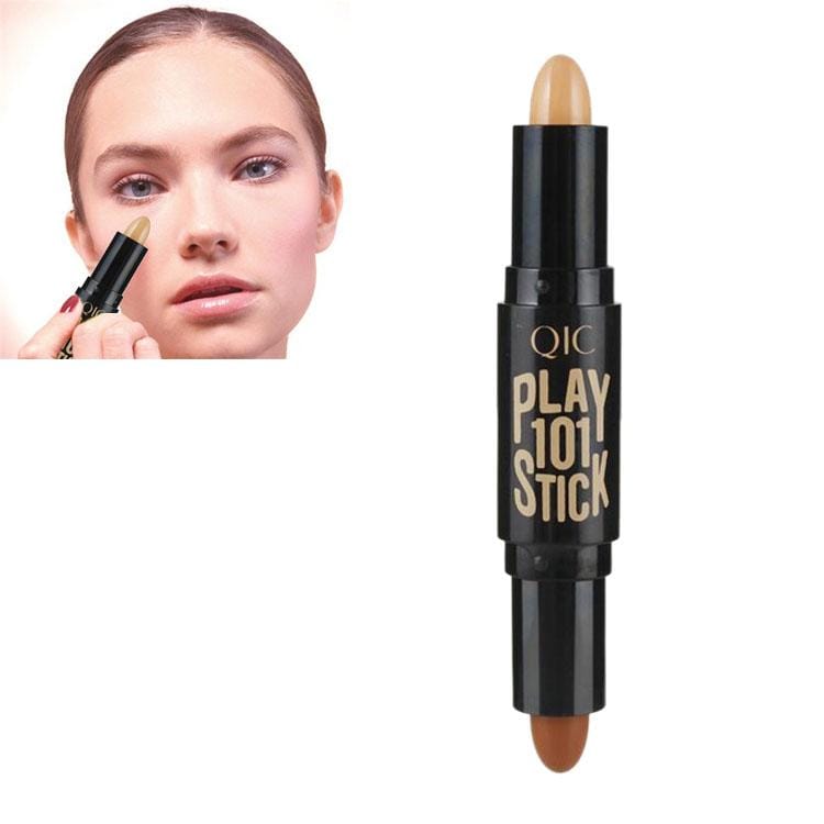 QIC Cosmetic Water-proof Double-end Highlighter And Shimmer Stick Concealer Face Makeup Whitening Concealer Retouched Face Silhouette (Style4)