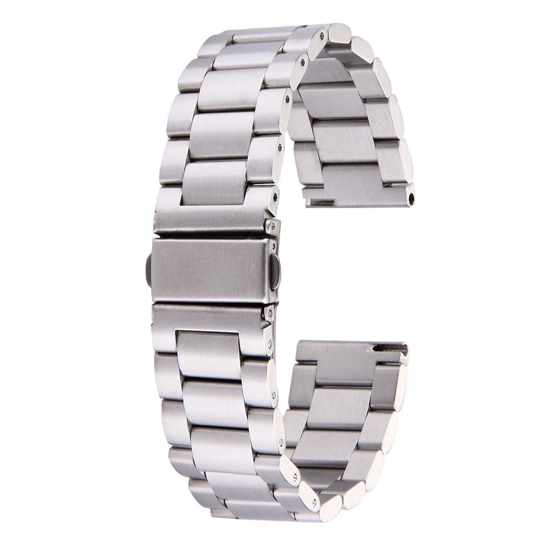 For Samsung Gear S2 Classic Smart Watch Butterfly Buckle 3 Beads Stainless Steel Watchband (Silver)