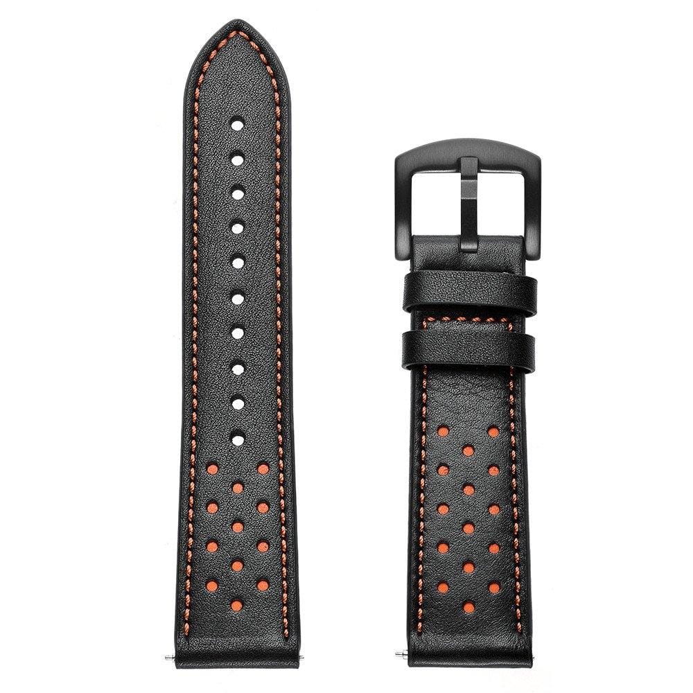 For Apply Samsung Galaxy Watch Active 20mm Leather Eyelet Sport Strap (Black)