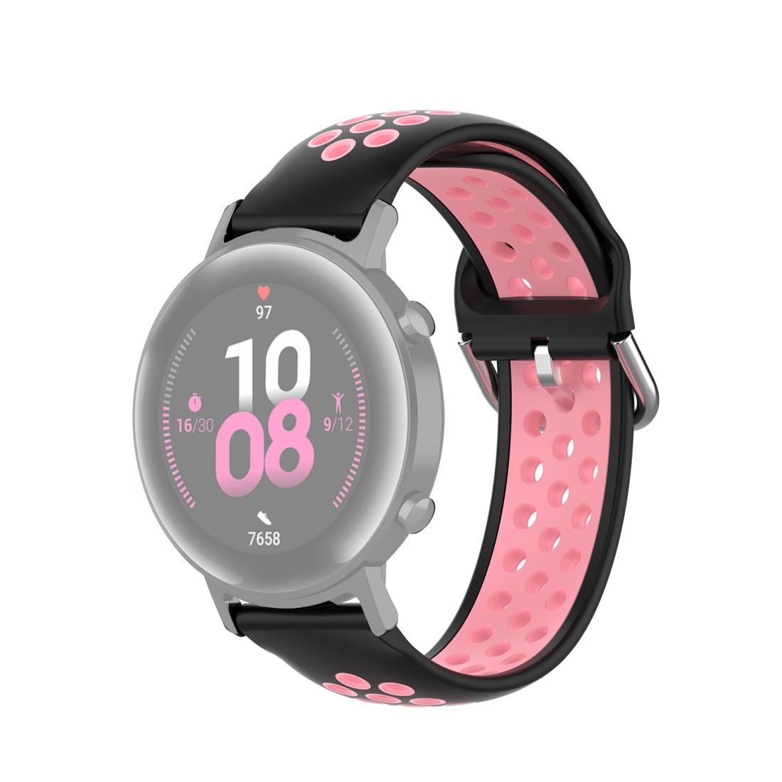 20mm Universal Sports Two Colors Silicone Replacement Strap Watchband (Black Pink)