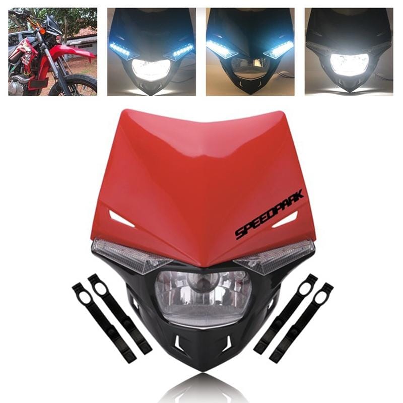Speedpark Cross-country Motorcycle LED Headlight Headlamp Assembly for (Red)
