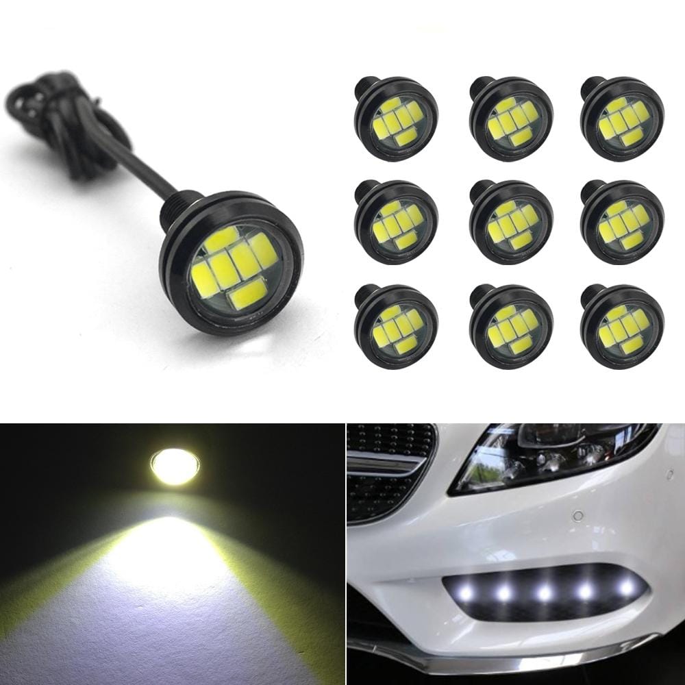 10 PCS 23mm 6LEDs SMD-5730 DC9-80V Motorcycle Eagle Eye Light (White Light)