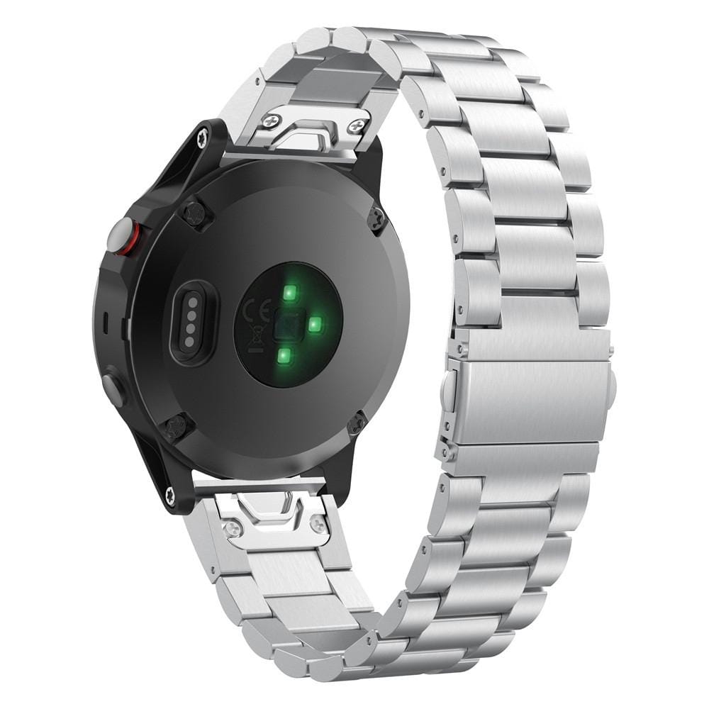 For Garmin Fenix 5 Three-Bead Stainless Steel Metal Watchband, Size:22MM