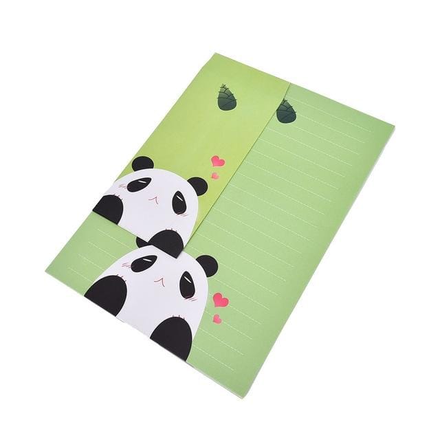 Card Communication Paper Envelope Set Cute Romantic Love Letter 3 Envelope +6 Letter Paper Sets (Panda)