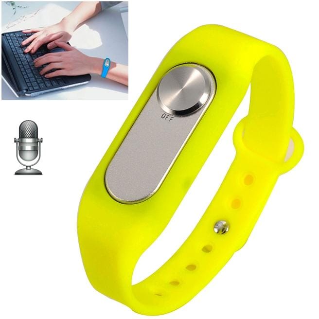 Wearable Wristband 4GB Digital Voice Recorder Wrist Watch, One Button Long Time Recording (Yellow)