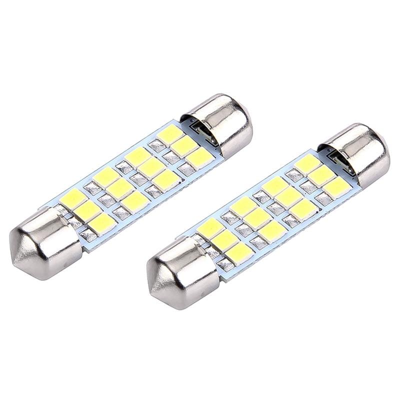 1 Pair 41mm Super White 12 LED 3258 SMD Car Reading Light Bulb