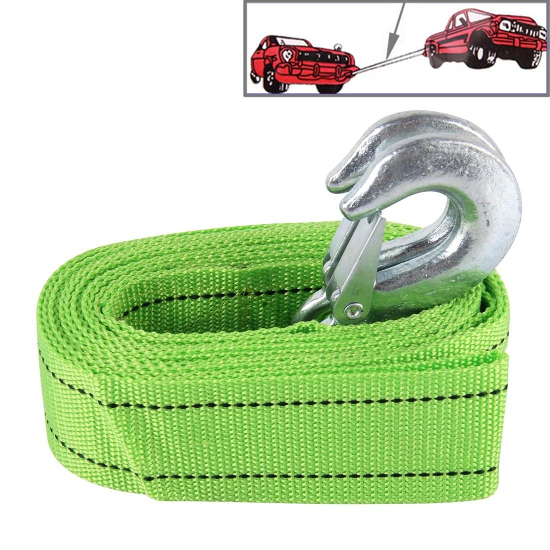 ZONGYUAN 3m�4cm 3 Ton Car Elastic Force Towing Rope Straps with Two Hooks High Strength Cable Cord Heavy Duty Recovery Securing Accessories for Cars Trucks (Green)