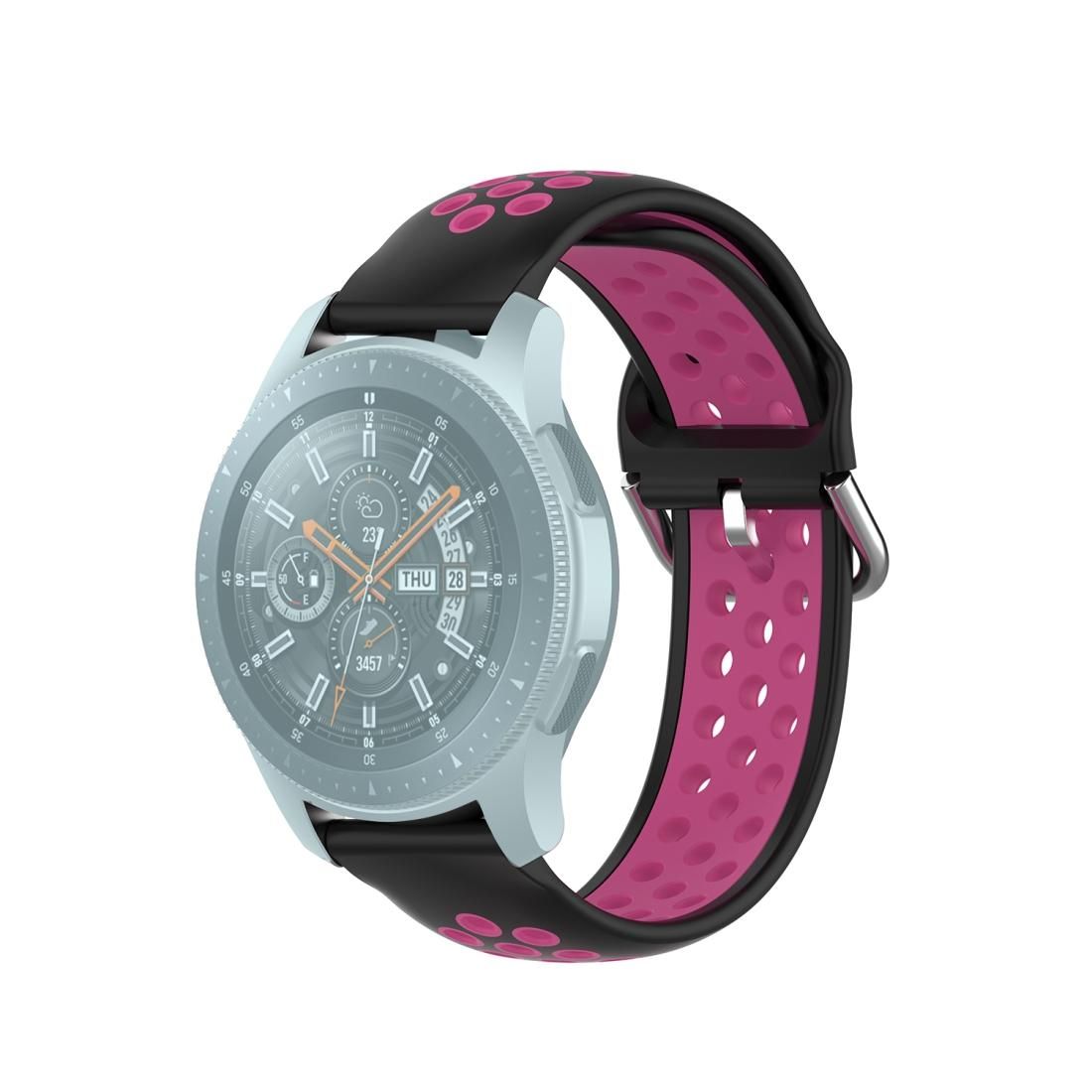 For Huawei Watch GT2 / Honor Magic Watch 2 46mm Universal Sports Two-tone Silicone Replacement Wrist Strap (Black+Rose Red)