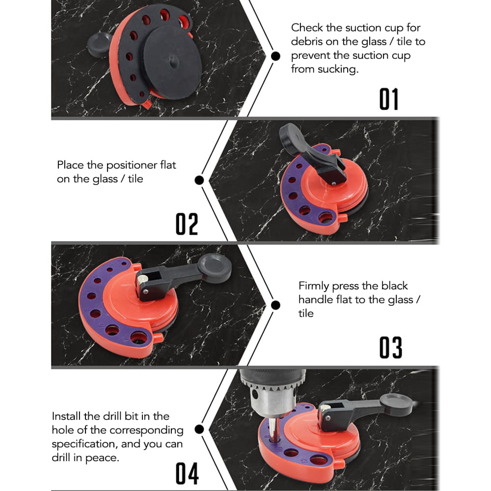 Drill Bit Guide Tile Glass Ceramic Openings Locator Pocket