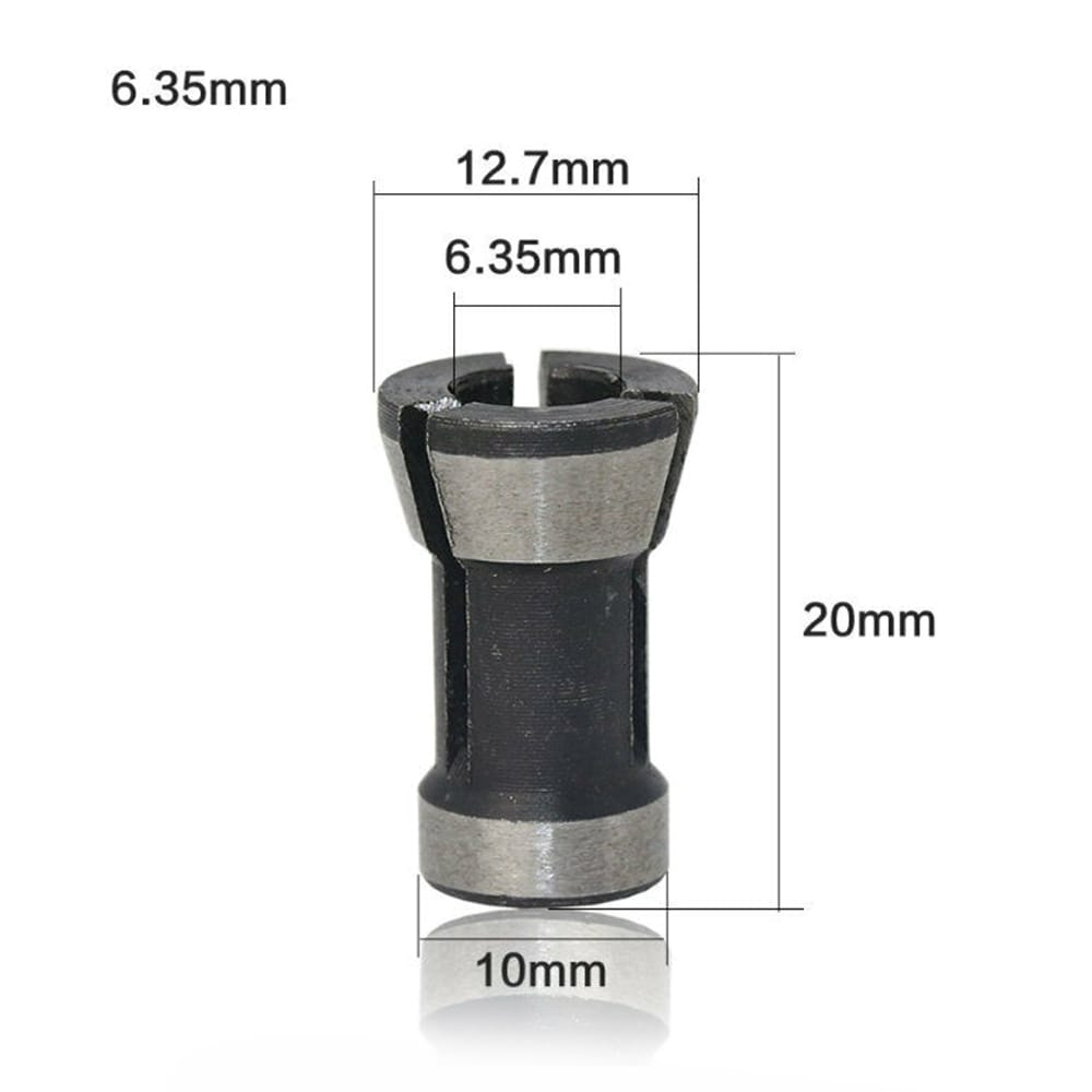 Practical HSS Router Bit Milling Collet Reduction Sleeve - 6.35mm